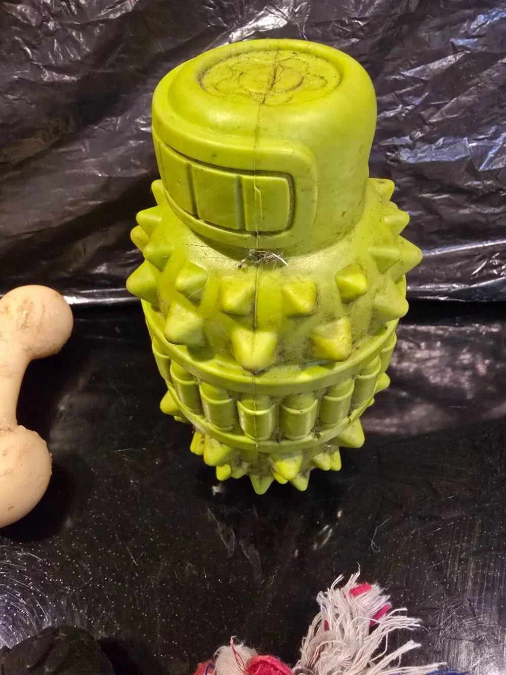 Dog Chew Toys Lot of 3 Medium Large Bone Rope Grenade Used Good Condition